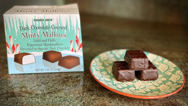 Trader Joe's dark chocolate covered minty mallows