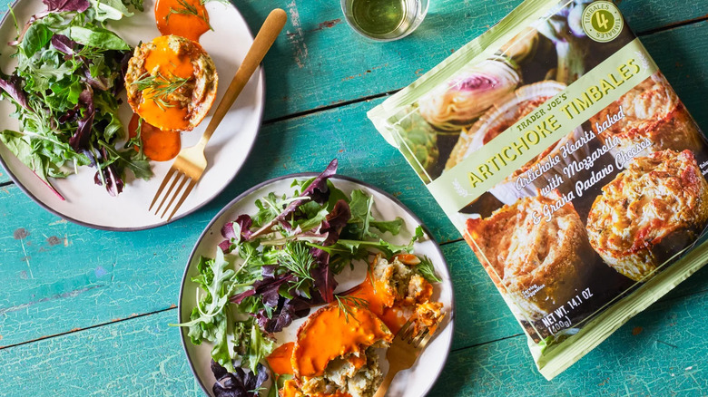 trader joe's artichoke timbales on a plate