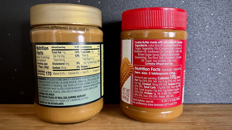 Nutrition labels for cookie butter