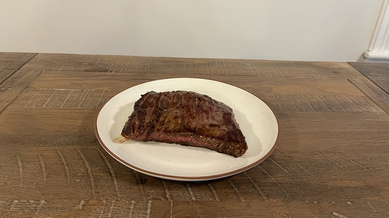 Trader Joe's flank steak on plate