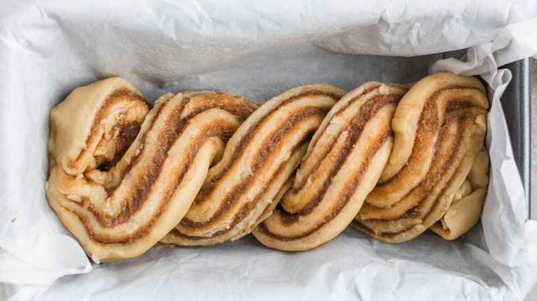 cinnamon babka in pan