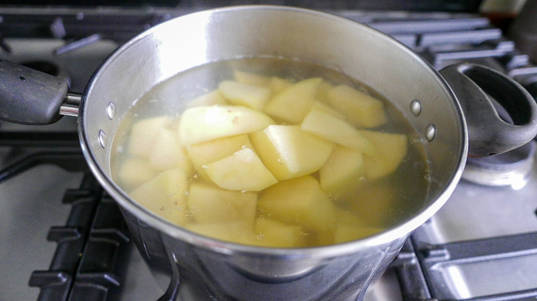 cut potato in water