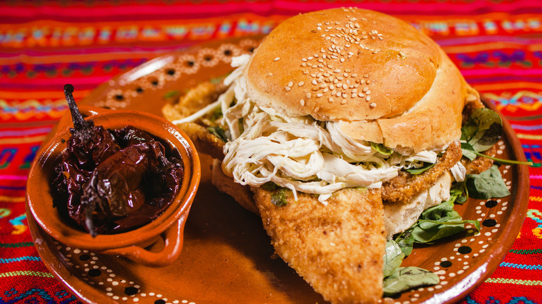 Cemita Poblana on plate