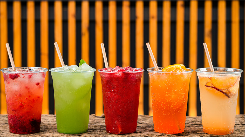 Various types of flavored lemonade