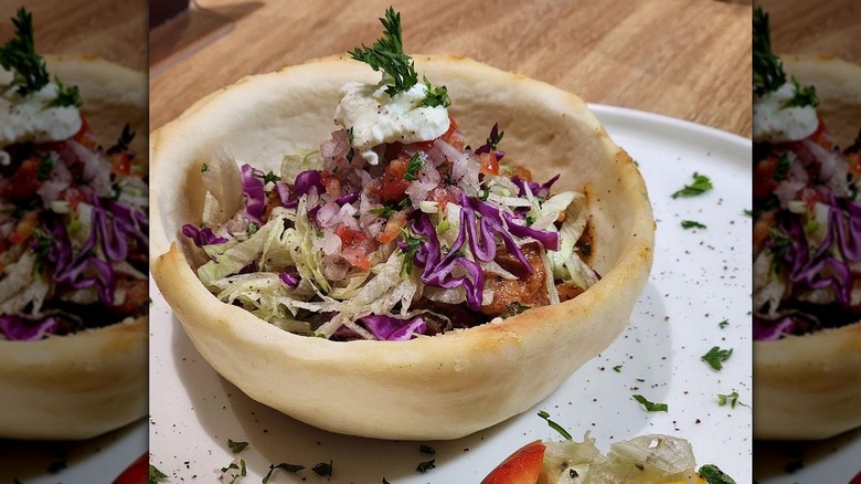 Pita bowl filled with salad