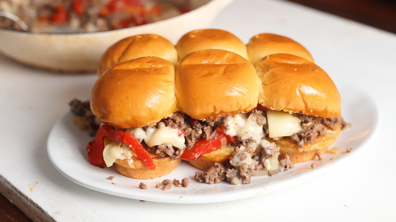 Philly cheesesteak-style sloppy joe sliders