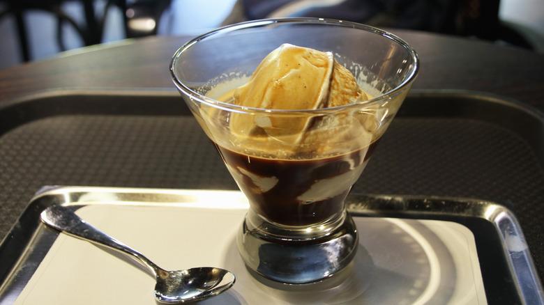 Affogato with ice cream and espresso