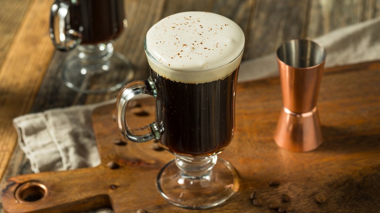 Irish coffee with foam topping