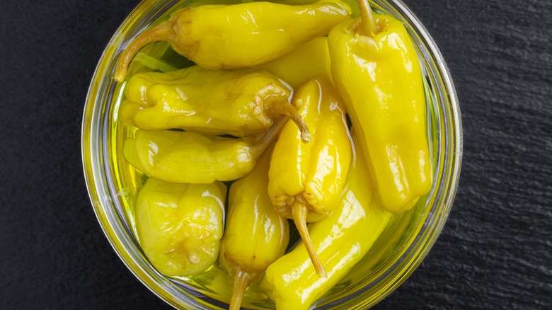 Bowl of pepperoncini peppers