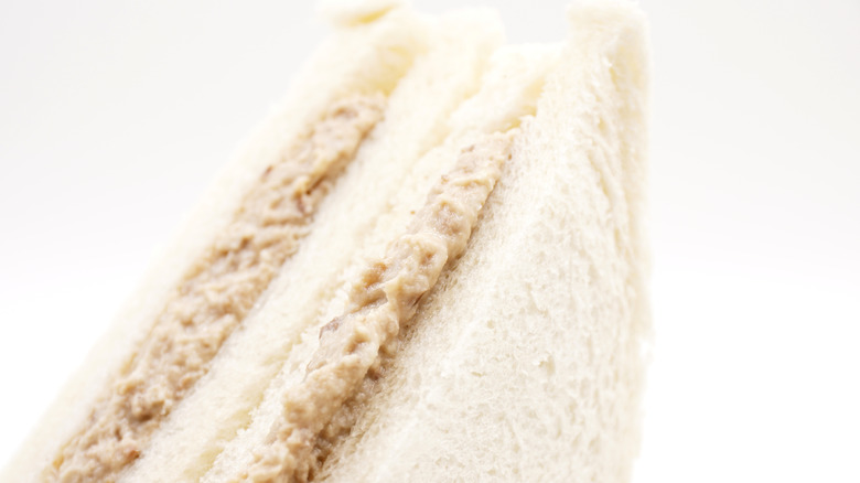 closeup of tuna tramezzino sandwich