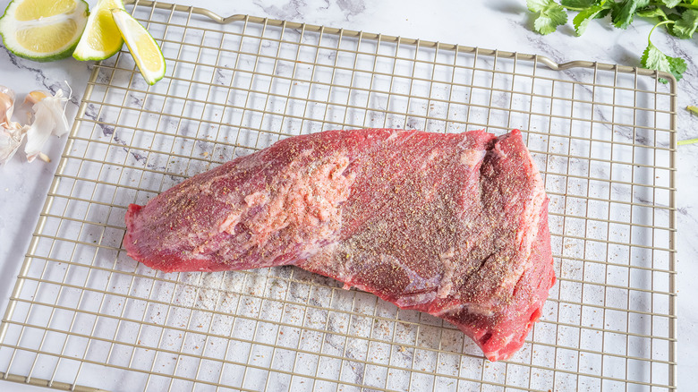 tri-tip on drying rack