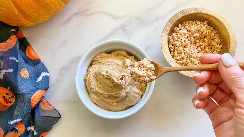 adding toffee bits to dip