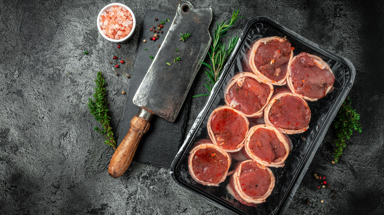 packaged filet mignon on counter