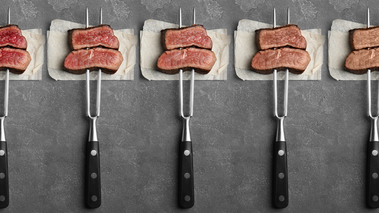 filets on forks representing temperature