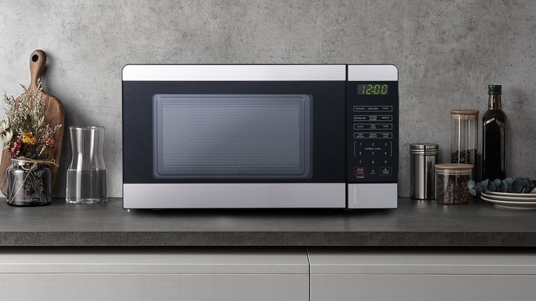 Microwave on a counter