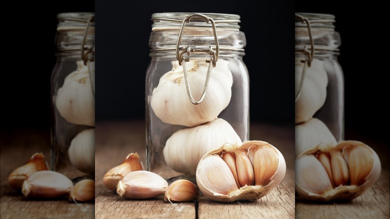 Garlic in Mason jar