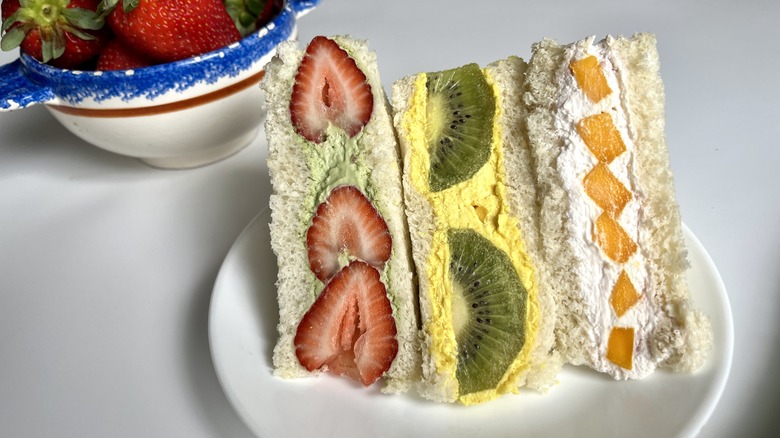 three sandwiches with fruit filings