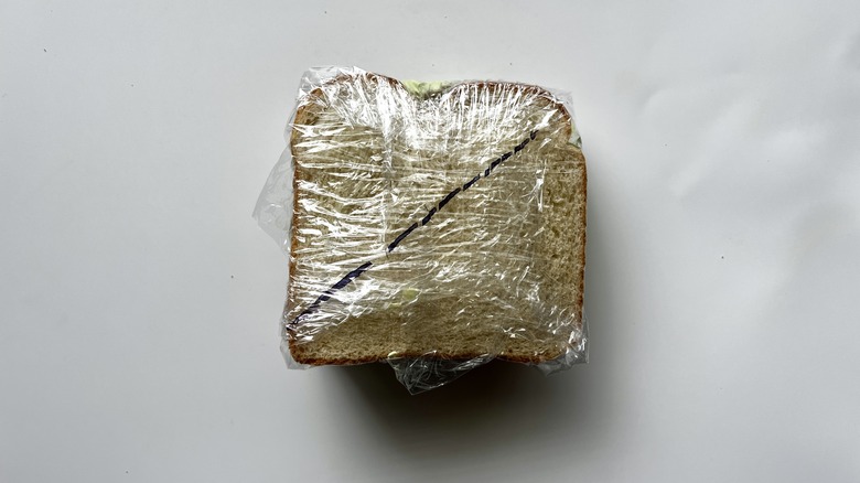 wrapped sandwich with diagonal line