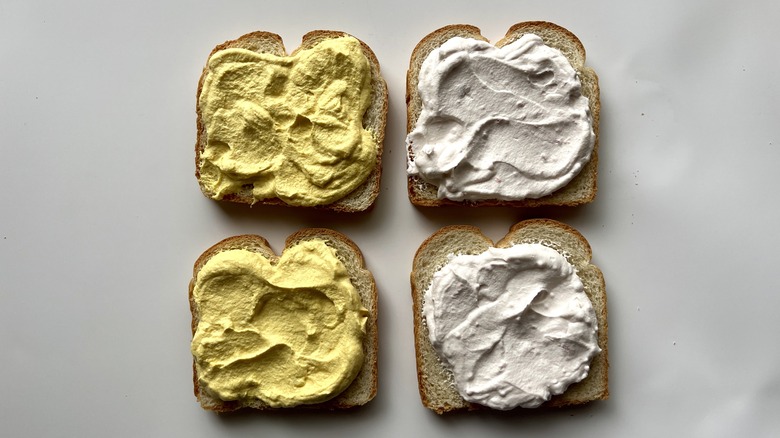 bread with tinted whipped cream