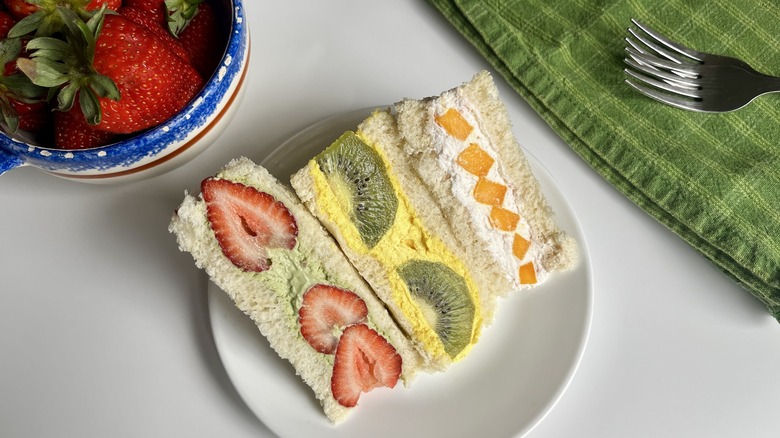 three sandwiches with fruit filings