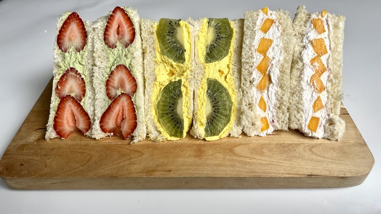 three sandwiches with fruit filings