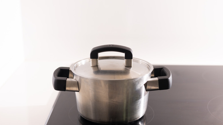 pot resting on stove