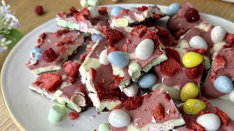 Platter of Easter marshmallow bark