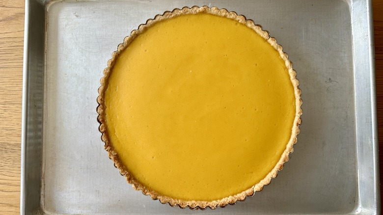 Chilled passion fruit tart