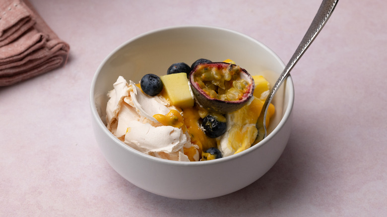 tropical passion fruit pavlova 