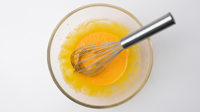 whisked egg yolks and lemon