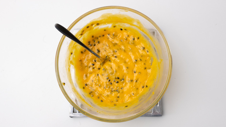 passion fruit curd in bowl