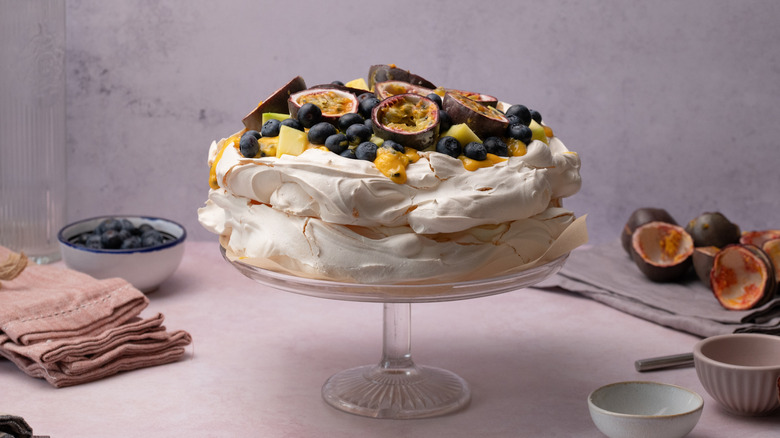 tropical passion fruit pavlova 