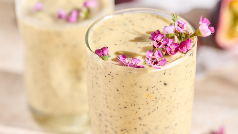 passion fruit smoothie on table