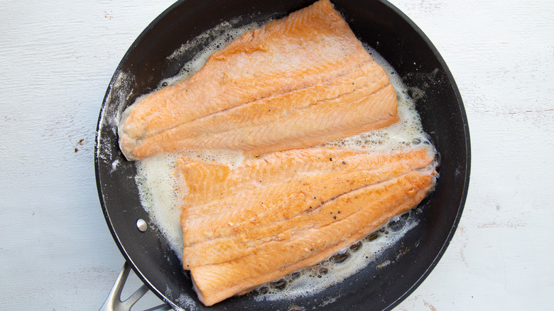 trout in a pan 