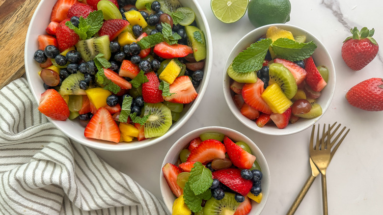 Fruit salad in bowls