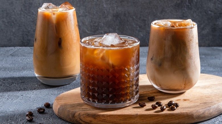 varieties of iced coffee drinks