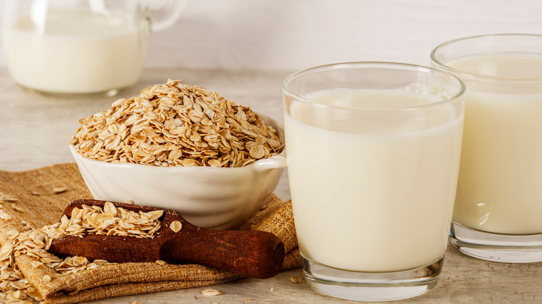 Oatmeal with glass of milk