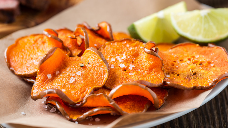 pumpkin chips served on plate