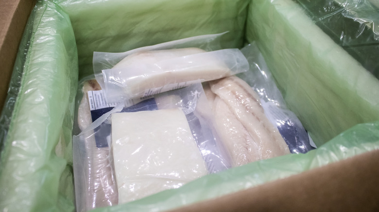 Frozen fish packaged for shipping