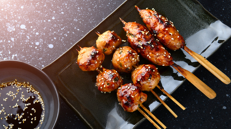 close up of prepared tsukune