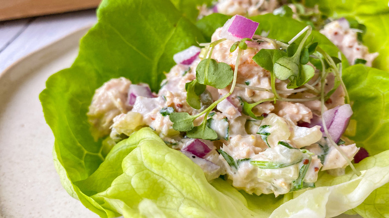 tuna in a lettuce wrap 