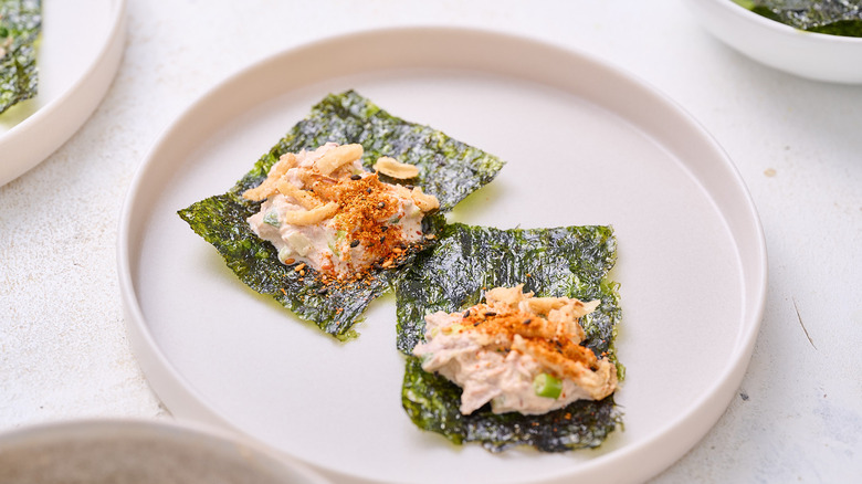 tuna nori wraps on plate