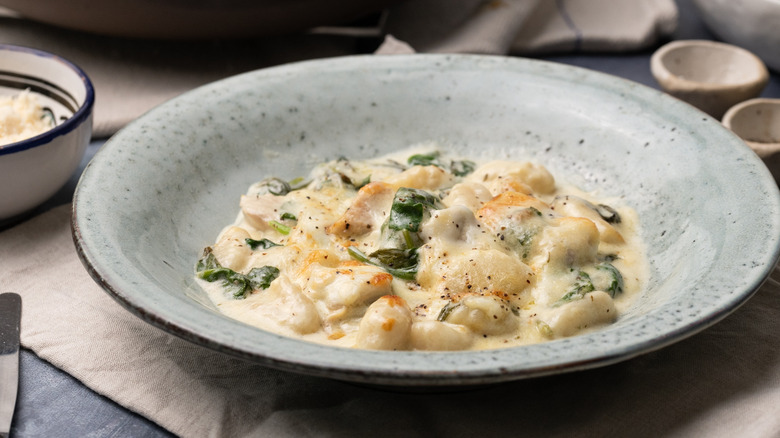 turkey spinach gnocchi Alfredo bake