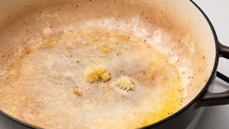 garlic frying in butter