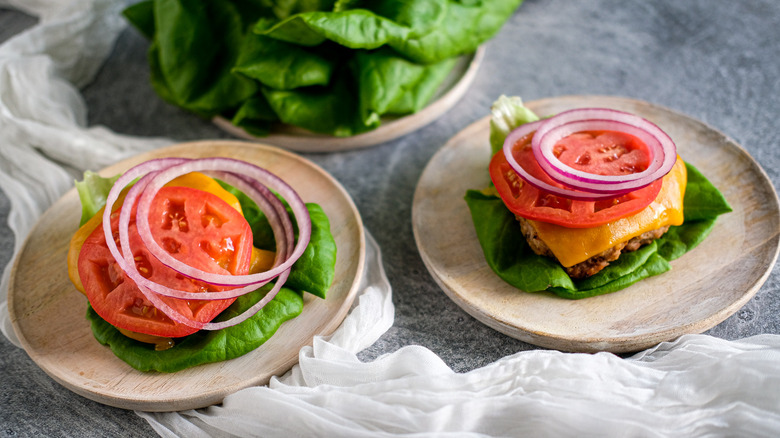 two lettuce wrap turkey burgers 