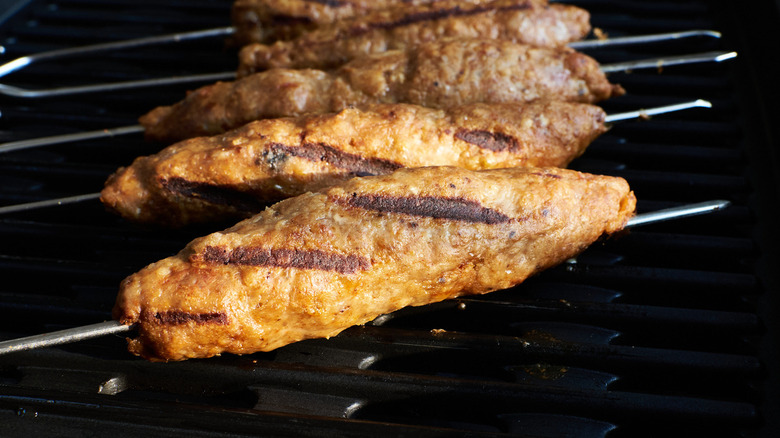 turkey kebabs on grill