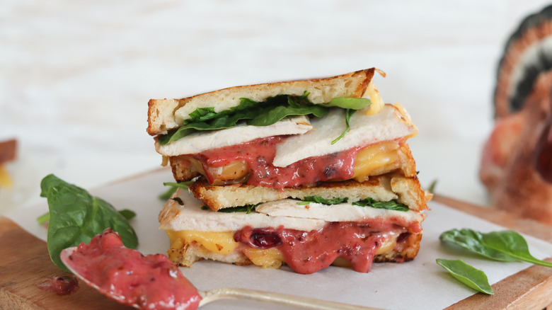 turkey and cranberry panini with cranberry mayo