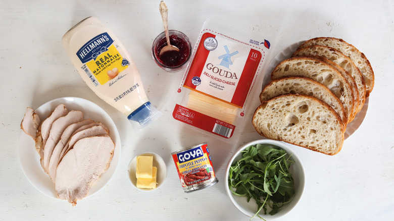 ingredients for turkey cranberry panini