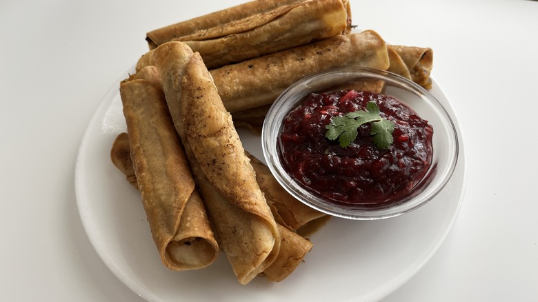 taquitos with cranberry salsa