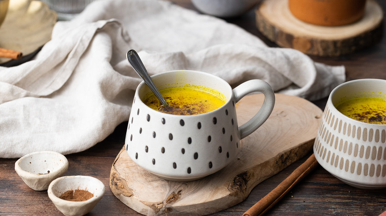 turmeric golden milk in mug 